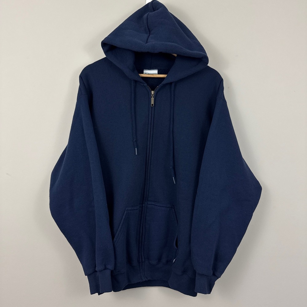 Vintage 90s Discus Athletic Blank Full Zip Hoodie L